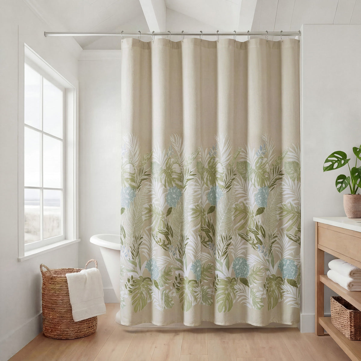 Kiawah Island - Shower Curtain - Taupe / Green