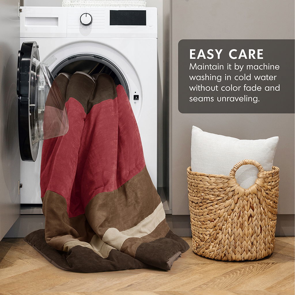 Boulder Stripe - King/California King Pieced Comforter Set - Brick