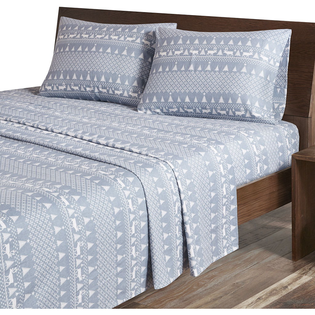 Flannel - Queen Sheet Set - Blue Winter Frost