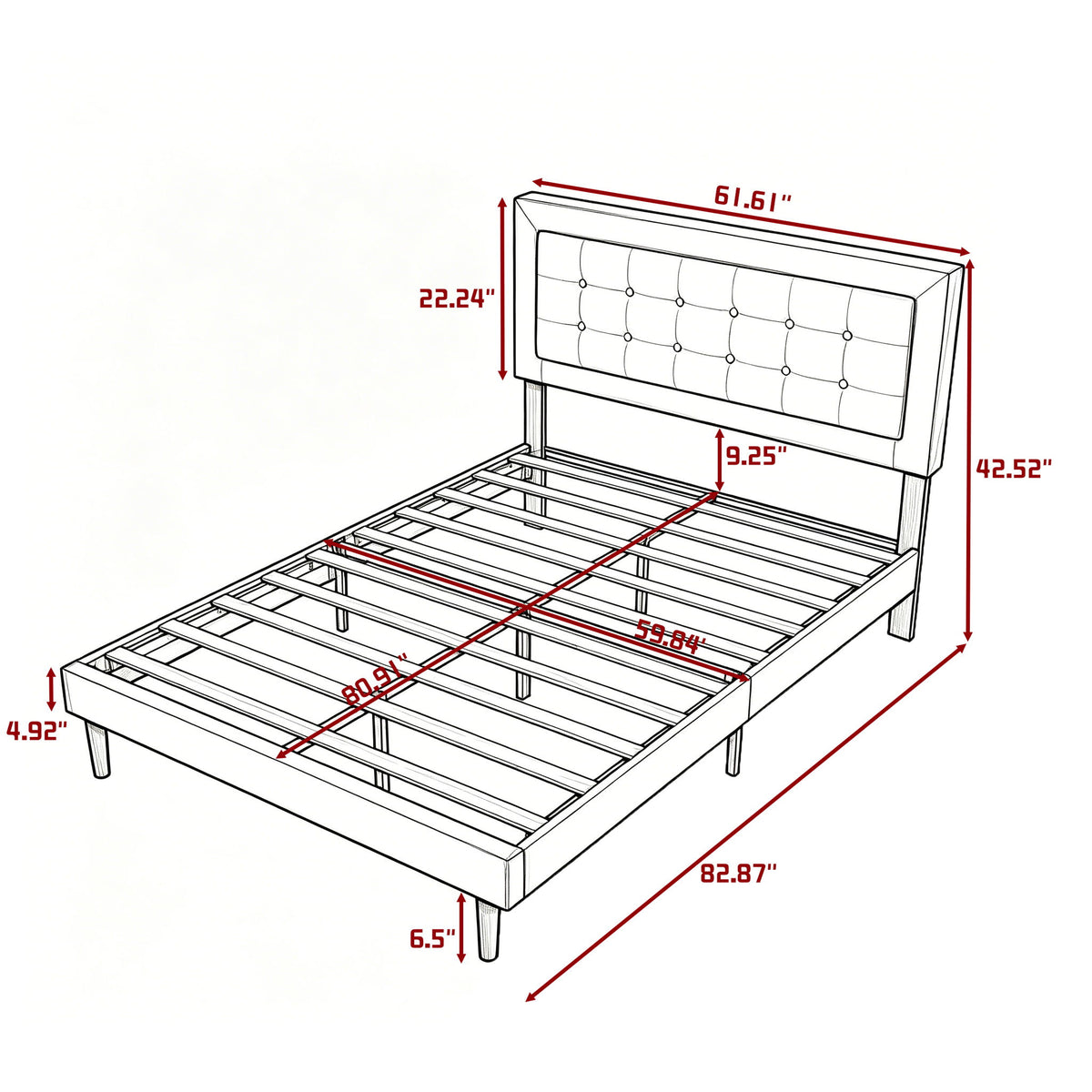 Upholstered Platform Bed With Slats