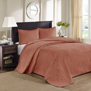 Quebec - 3 Piece Queen Reversible Bedspread Set - Clay Red