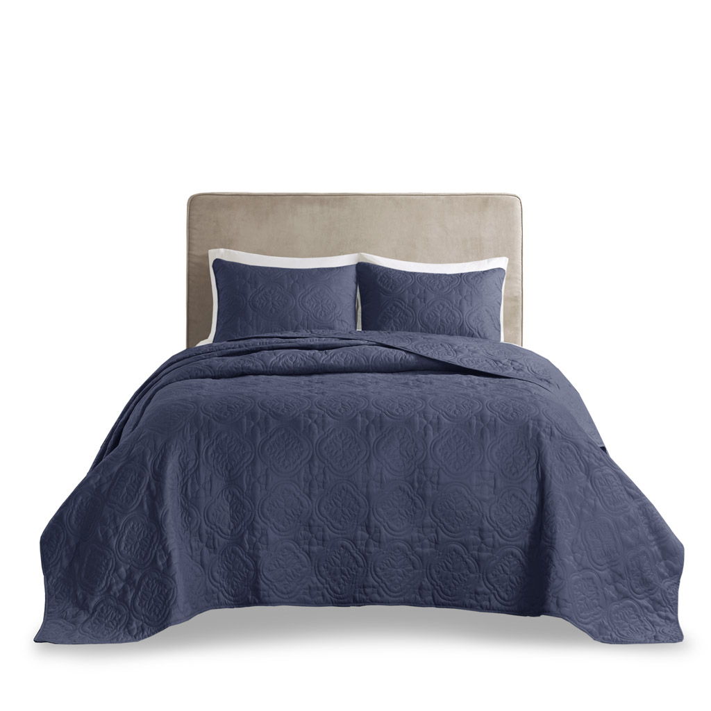 Oakley - 3 Piece Reversible Bedspread Set - Navy