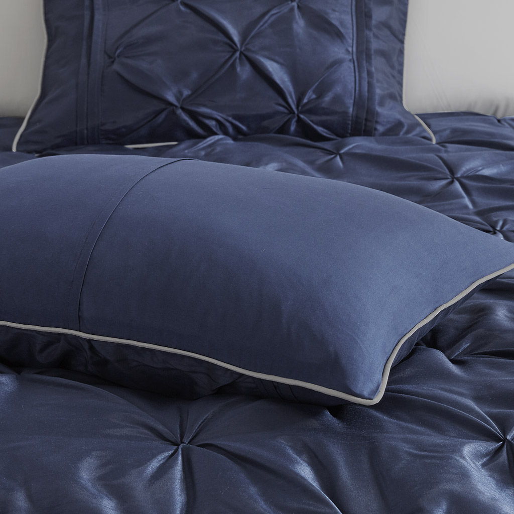 Laurel - Queen 7 Piece Tufted Comforter Set - Navy