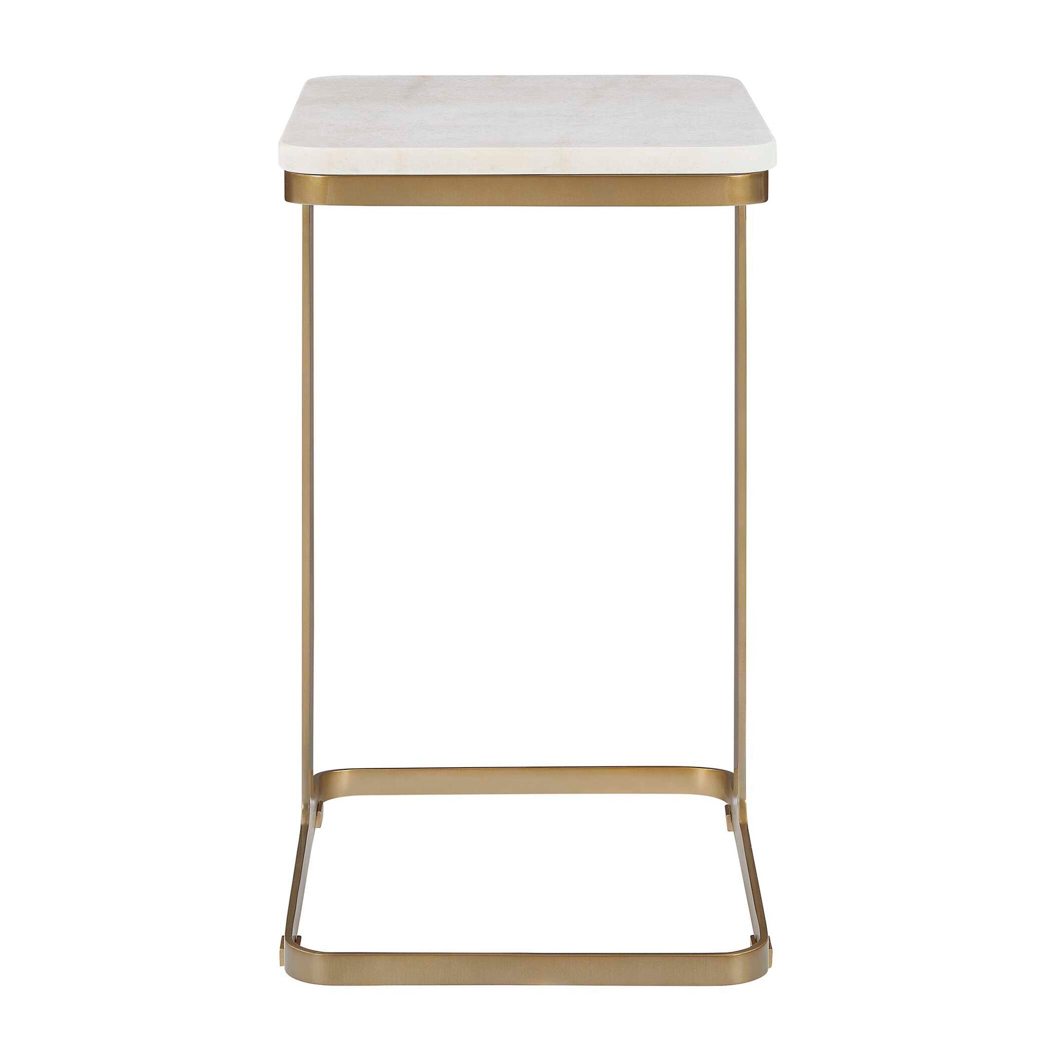 Tylan - Marble Accent Table - Brass / White