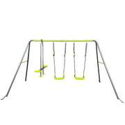 Xns081 Interesting Swingset With Plastic Safe Swing Set 440Lbs For Outdoor Playground For Age 3+ With Face To Face Without Tee - Lime Green
