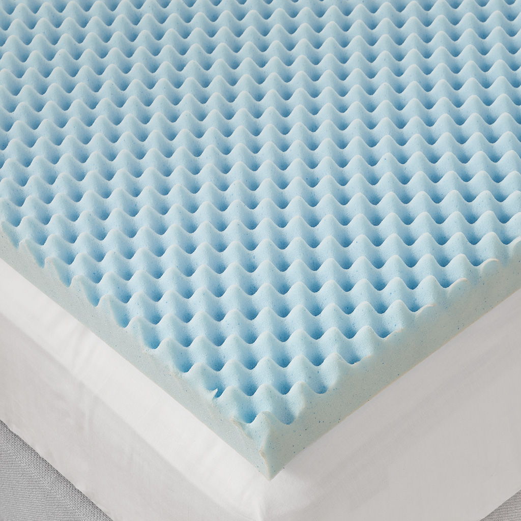 Twin Gel Memory Foam Hypoallergenic Cooling Mattress Topper - Blue