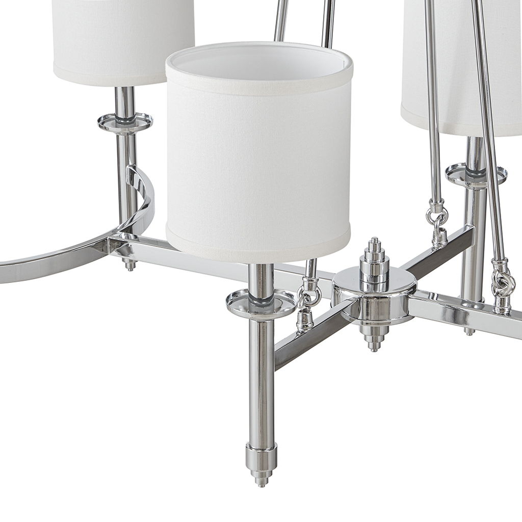 Elegenza - 6-Light Chandelier With Fabric Drum Shades - Chrome