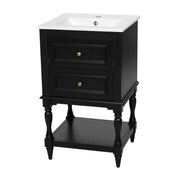Retro Design Bathroom Vanity With Sink, 2 Drawer Storage Cabinet