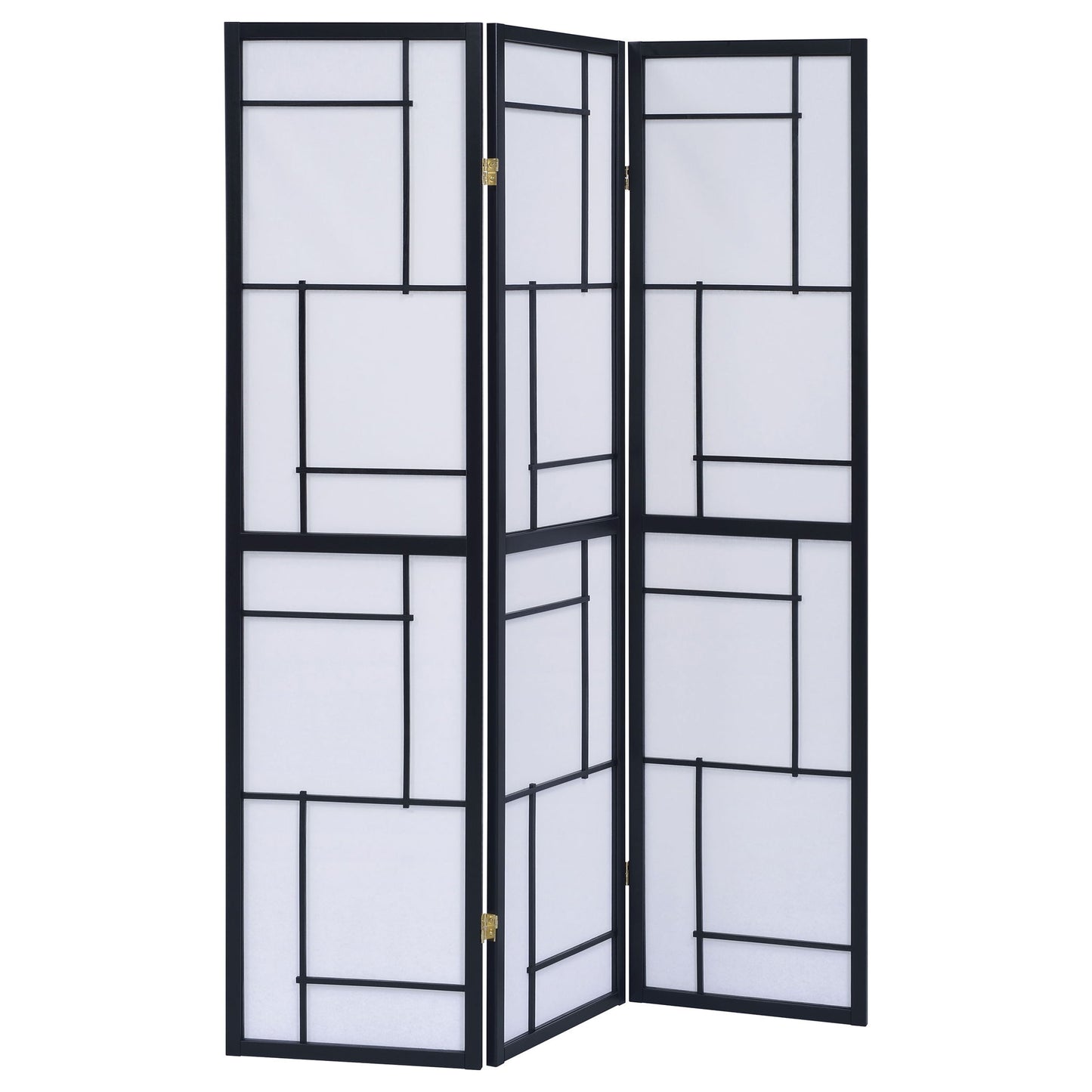 Reese - 3 Panel Room Divider Folding Shoji Screen With Accents - Beige / White