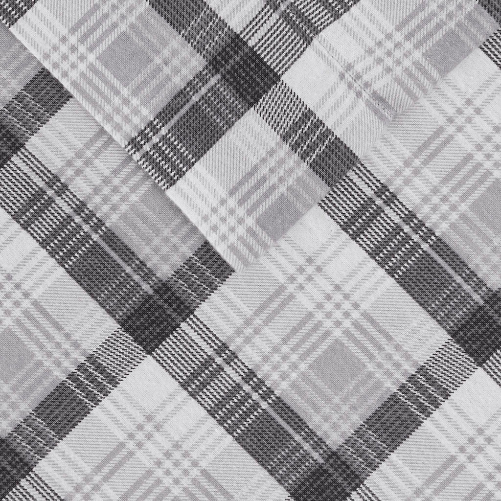 Flannel - Queen Sheet Set Cotton - Gray Plaid