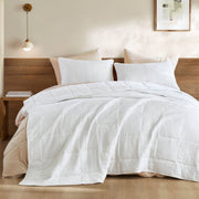 Mina - Full/Queen Waffle Weave Textured Quilt Set - White