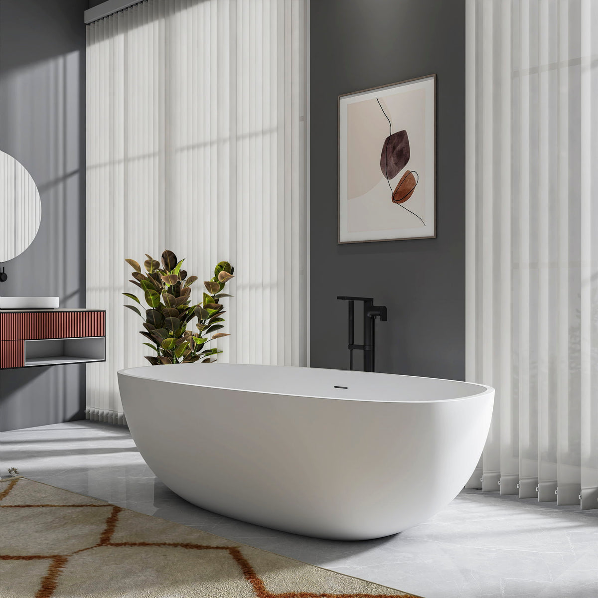Freestanding Bathroom Bathtub With Ergonomic Design