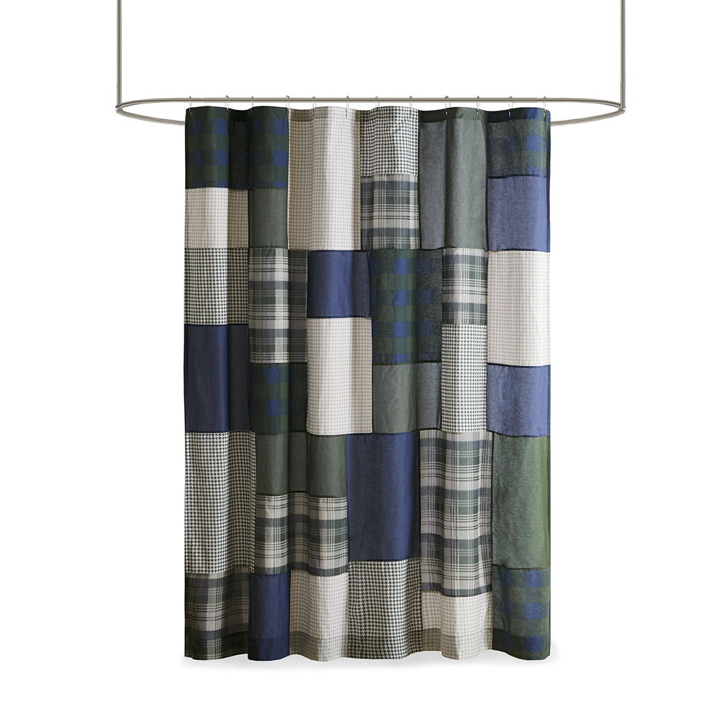 Mill Creek - Pieced Cotton Shower Curtain - Green