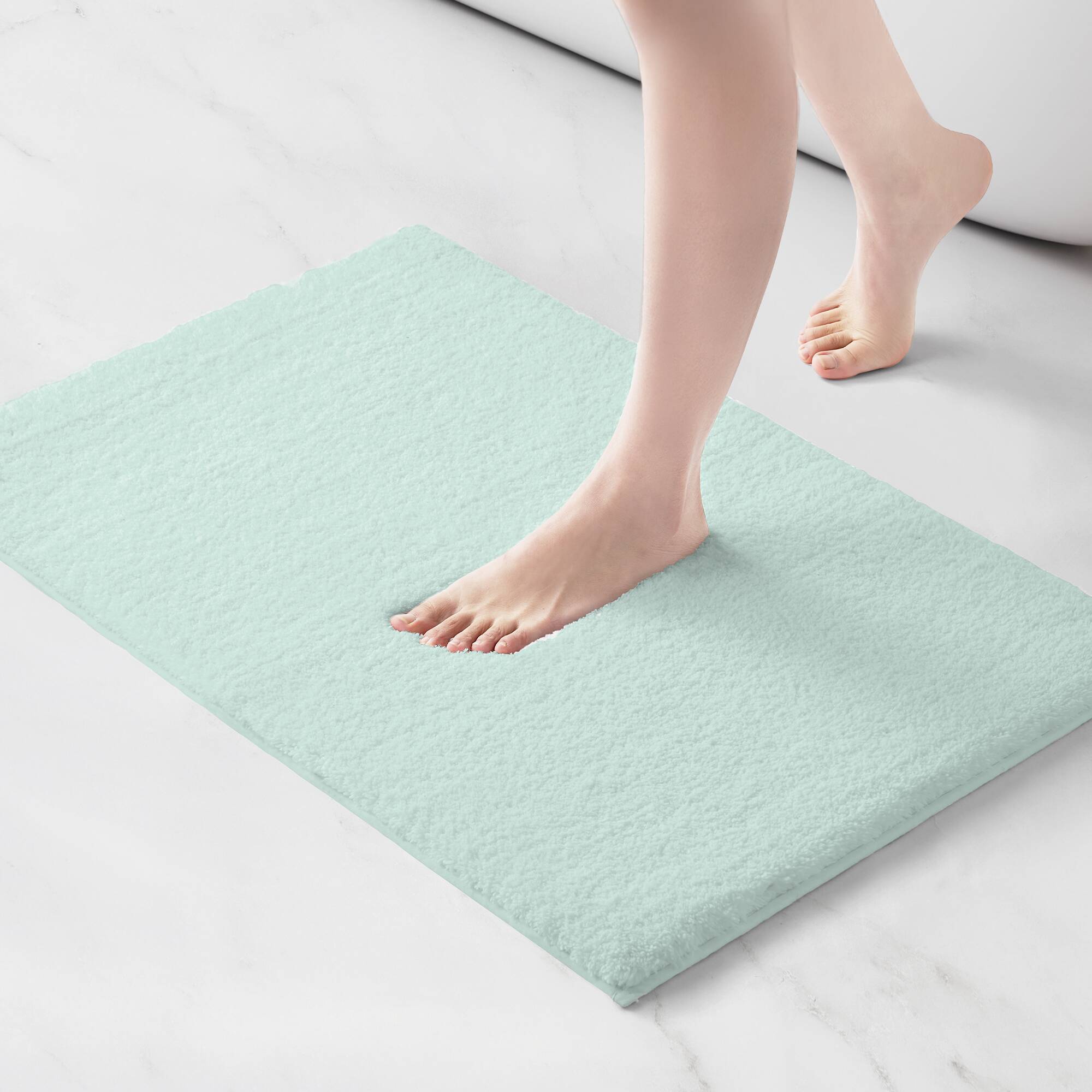 Marshmallow - 20" x 24" Contour Bath Rug - Seafoam