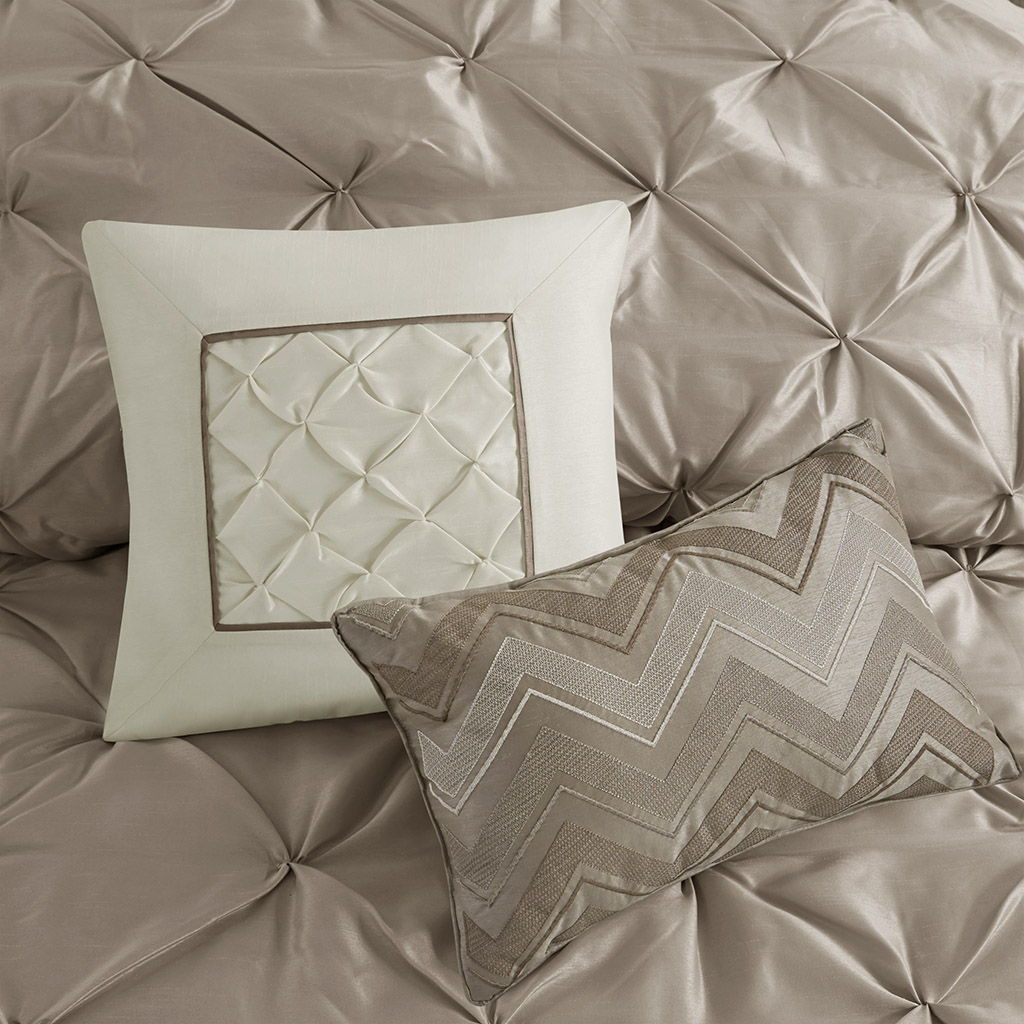 Laurel - King 7 Piece Tufted Comforter Set - Taupe