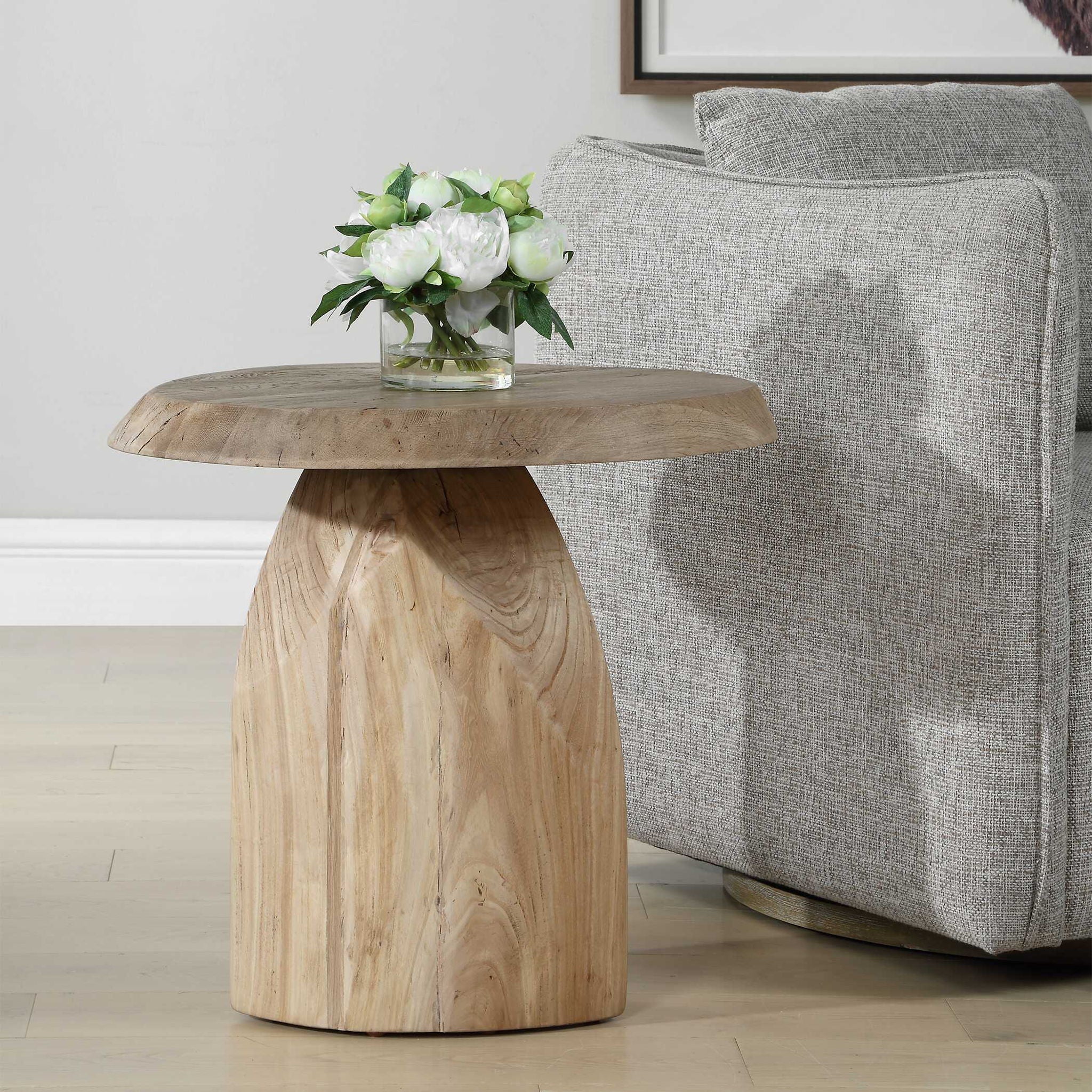 Tiernan - Reclaimed Oak Round Side Table - Woodtone