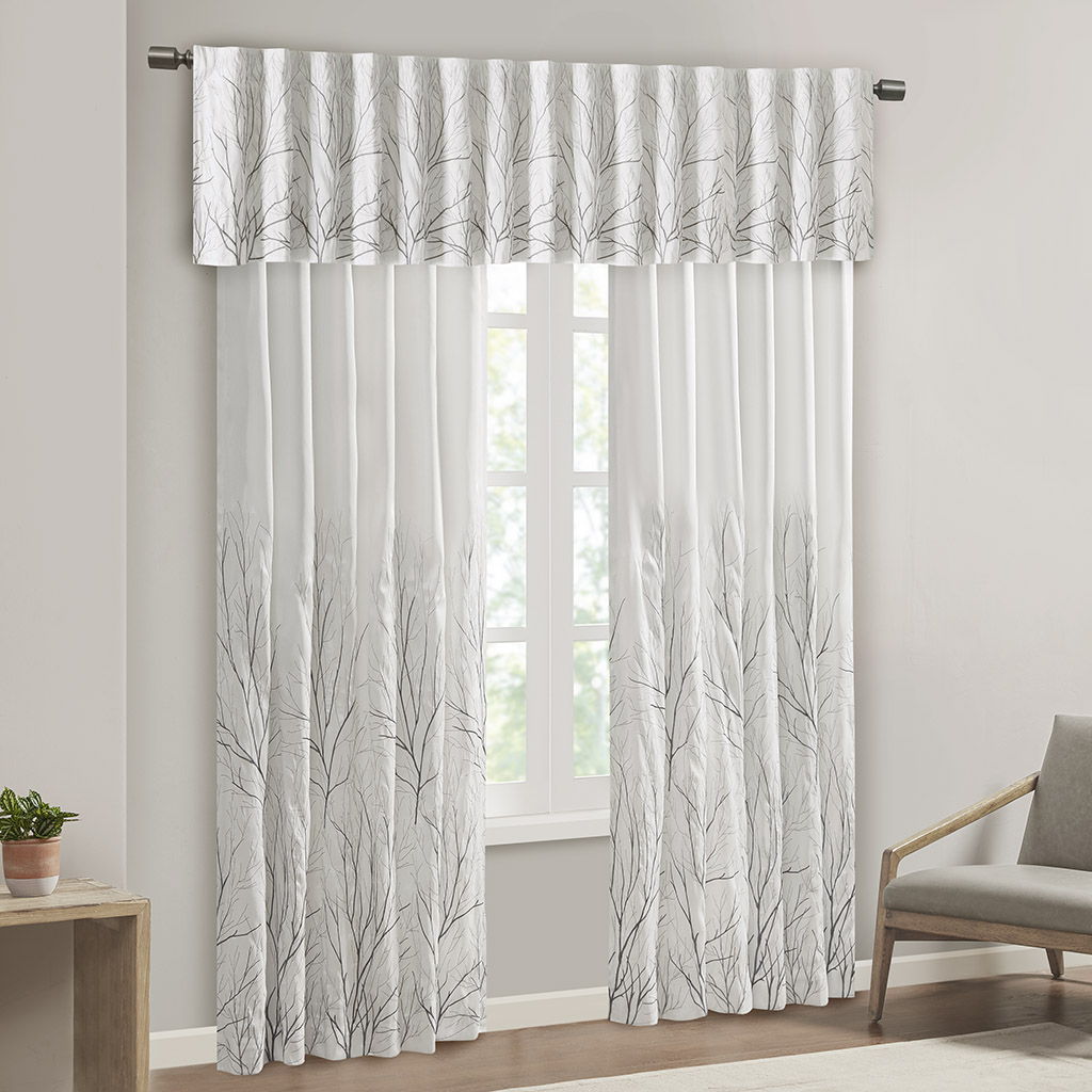 Andora - Embroidered Window Valance - White