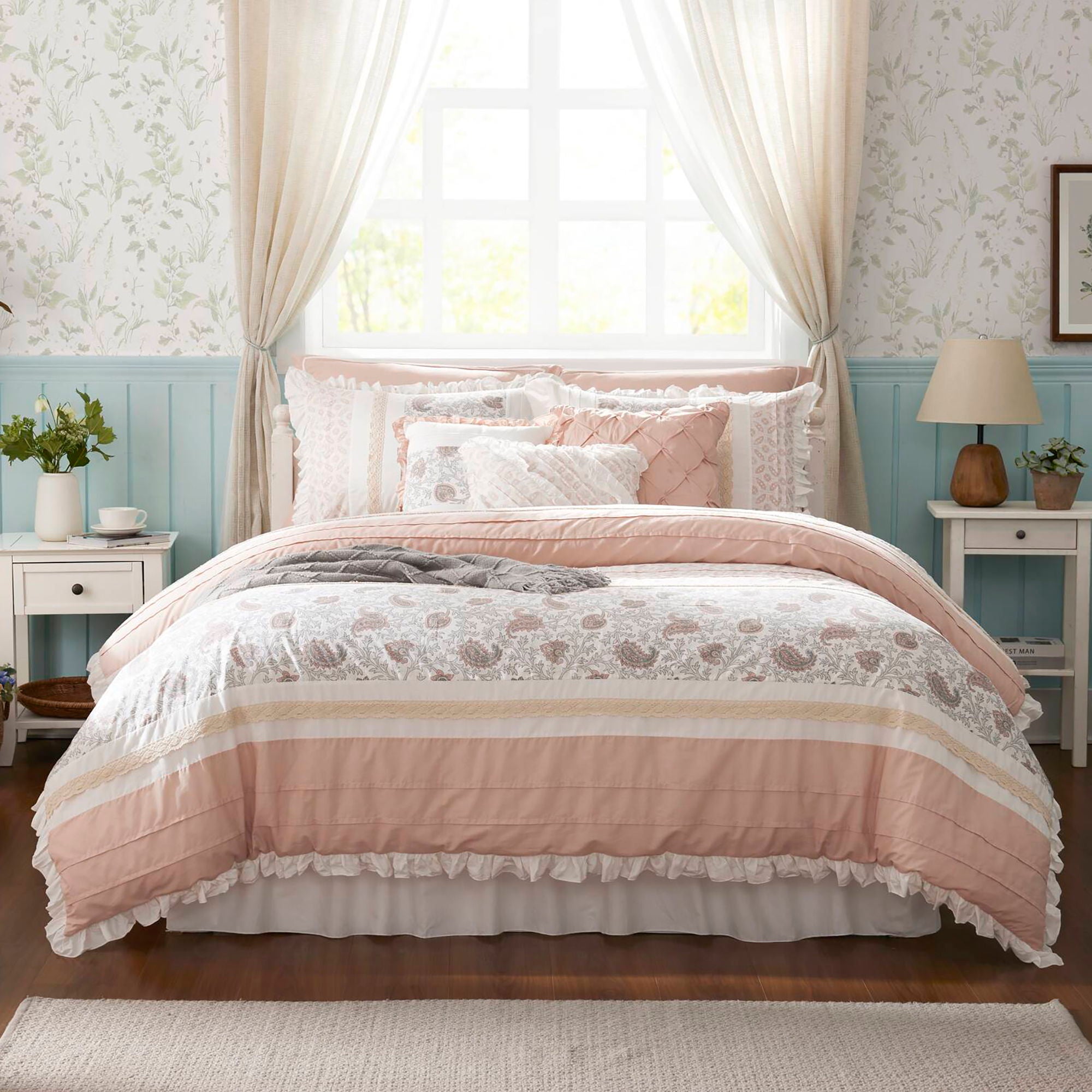 Dawn - King 9 Piece Comforter Set - Blush