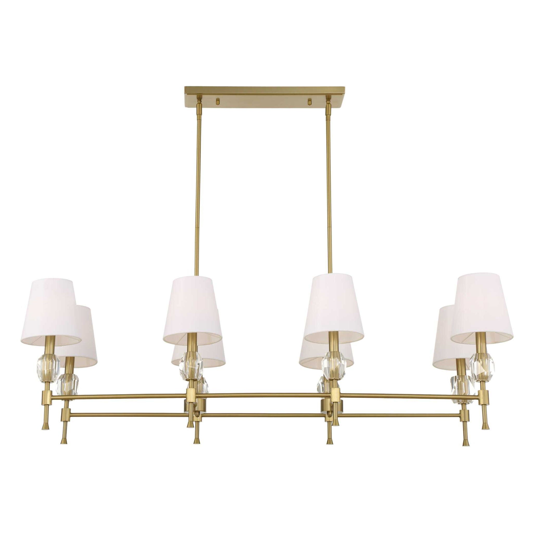Arques - 8 Light Linear Chandelier - White / Gold