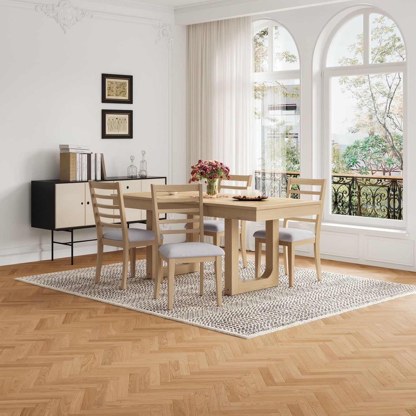 Upholstered Armless Chairs With High Ladder Back