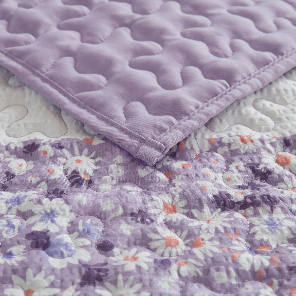 Caralie - Full/Queen 4 Piece Seersucker Quilt Set With Throw - Purple