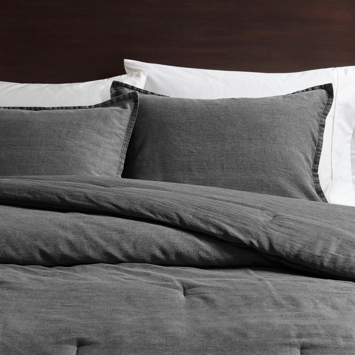 Mckenzie - 3 Piece King/California King Twill Washed Comforter Set - Gray