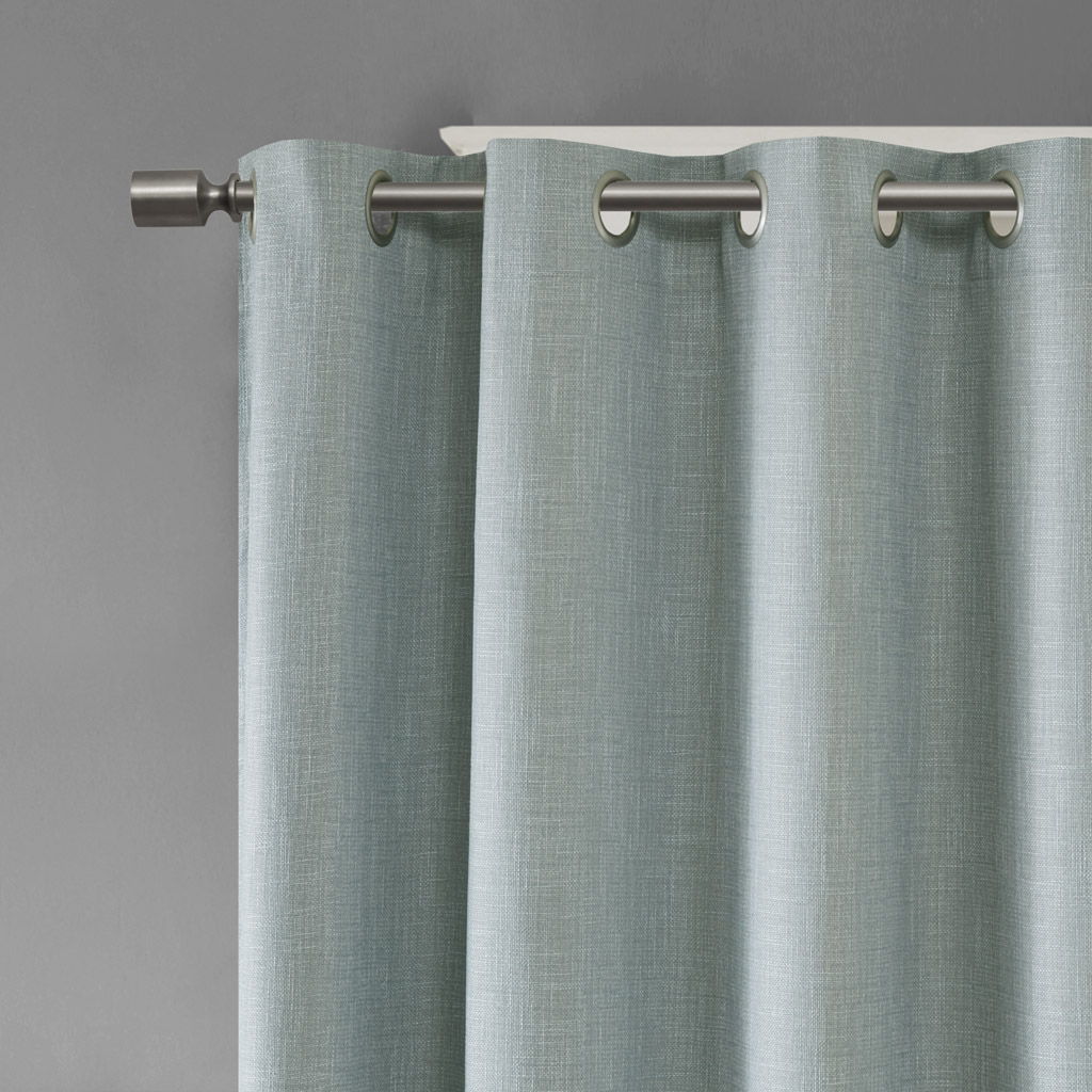 Maya - 54" Printed Heathered Blackout Grommet Top Curtain Panel - Aqua