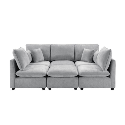 Modern Sectional Sofa U-Shaped With Movable Ottoman Storage Armrests And USB Ports