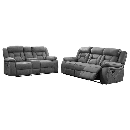 Orson - 2 Piece Reclining Living Room Set In Microfiber With Manual Reclining And Storage Features - Gray