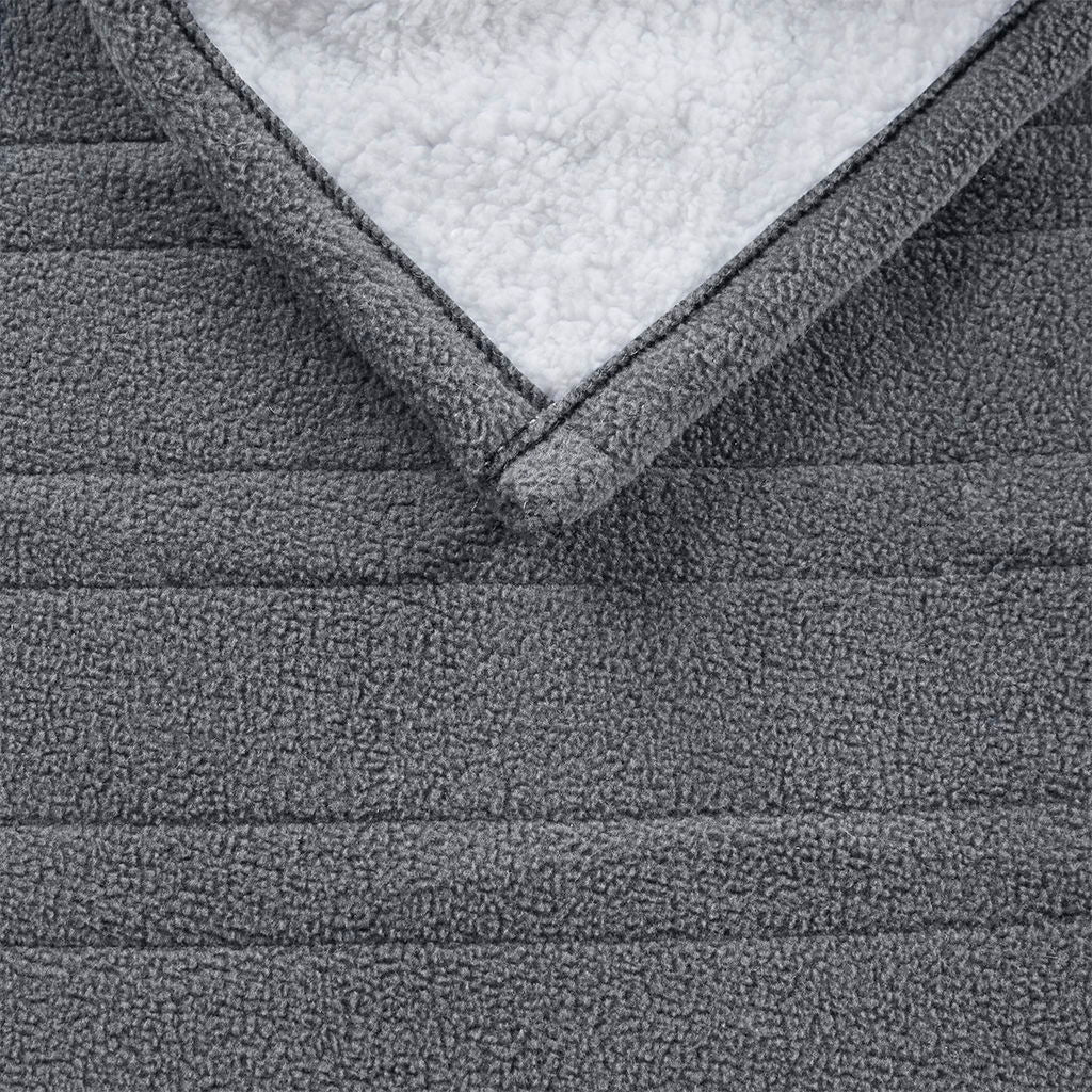Fleece to Sherpa - Heated Throw Extra Comfort - Dark Gray