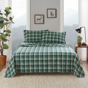 Flannel - 4 Piece California King Sheet Set - Green Plaid