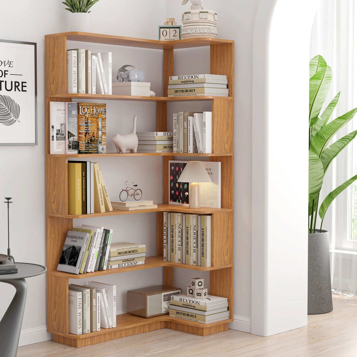 L-Shaped Design Corner Bookshelf