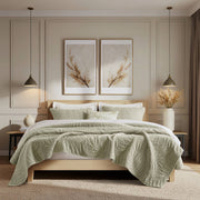 Botanical Leaves - 3 Piece Full/Queen Quilt Set - Sage