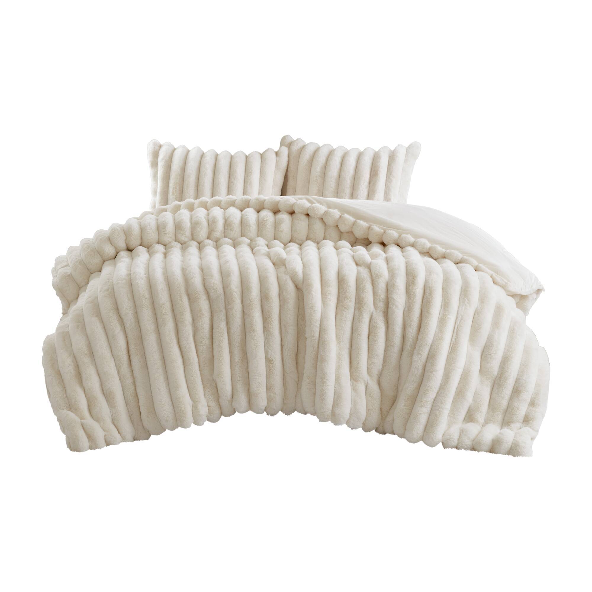 Jasmine - Full/Queen Ultrasoft Ribbed Comforter Set - Ivory