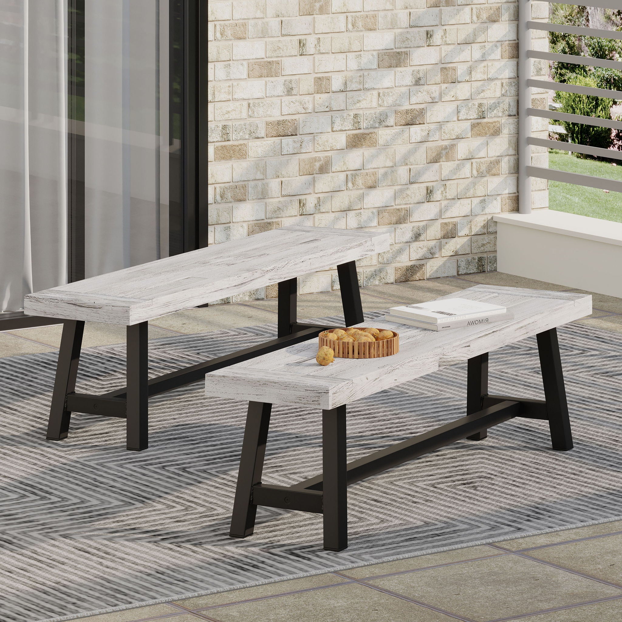 Tranquilizer - Outdoor Acacia Wood Bench With Slat Panel Design