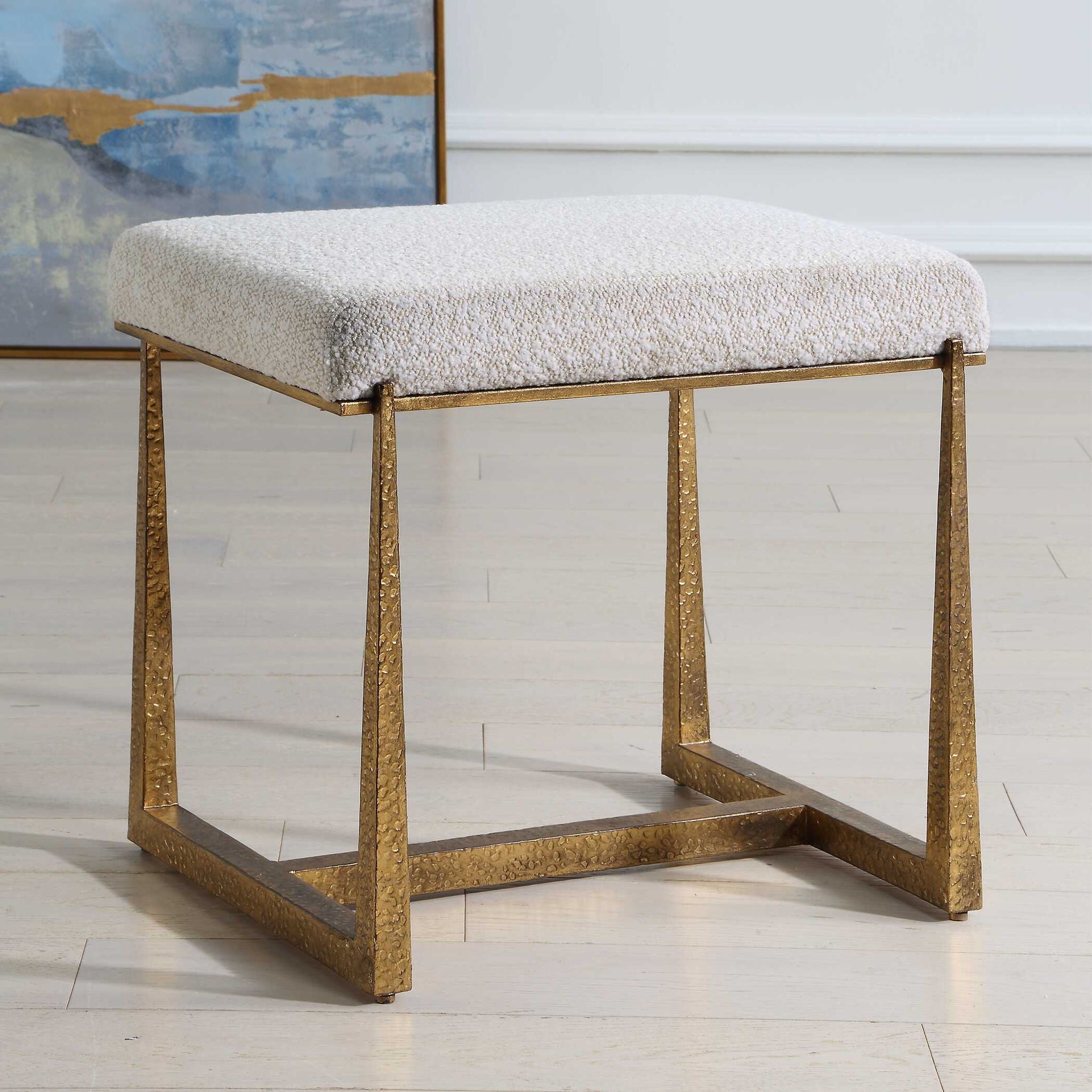 Midas - Small Bench - Gold / White