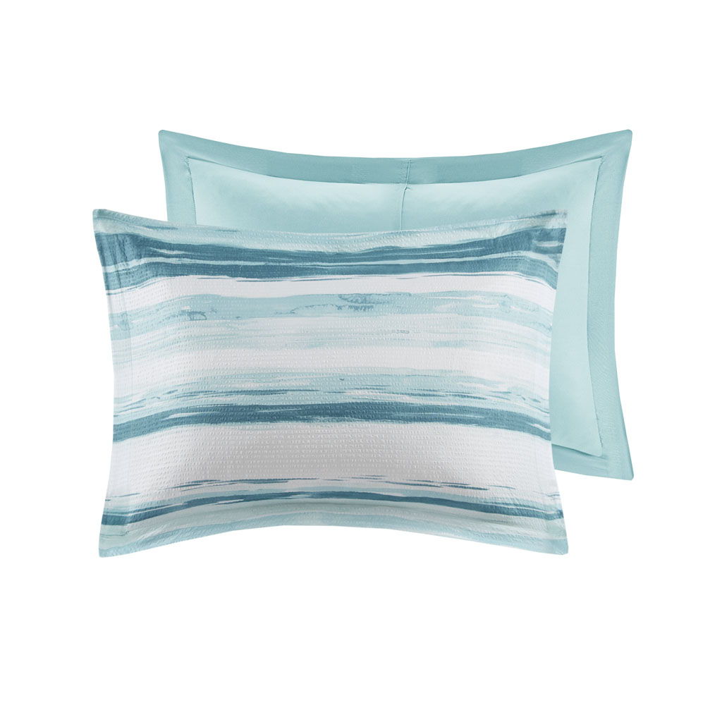 Marina - King 8 Piece Printed Comforter And Coverlet Set Collection - Aqua