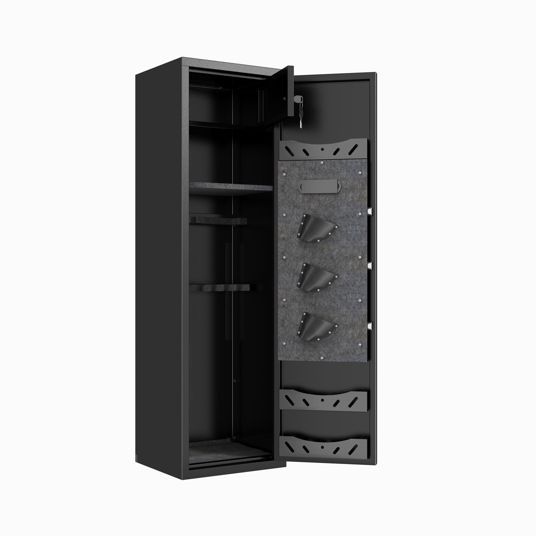 High Large Capacity Mechanical Gun Safe For Rifles & Handguns, Digital Password Lock, Built In Independent Lock Box, Adjustable Shelves - Black