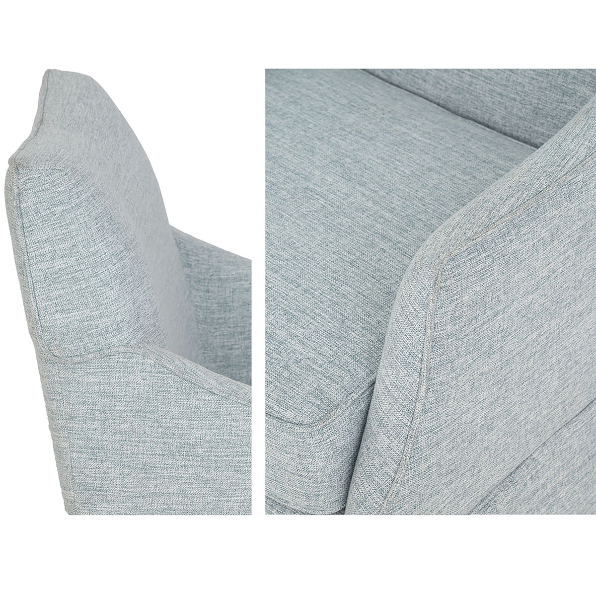 London - Upholstered Skirted Dining Arm Chair With Hidden Casters - Light Blue