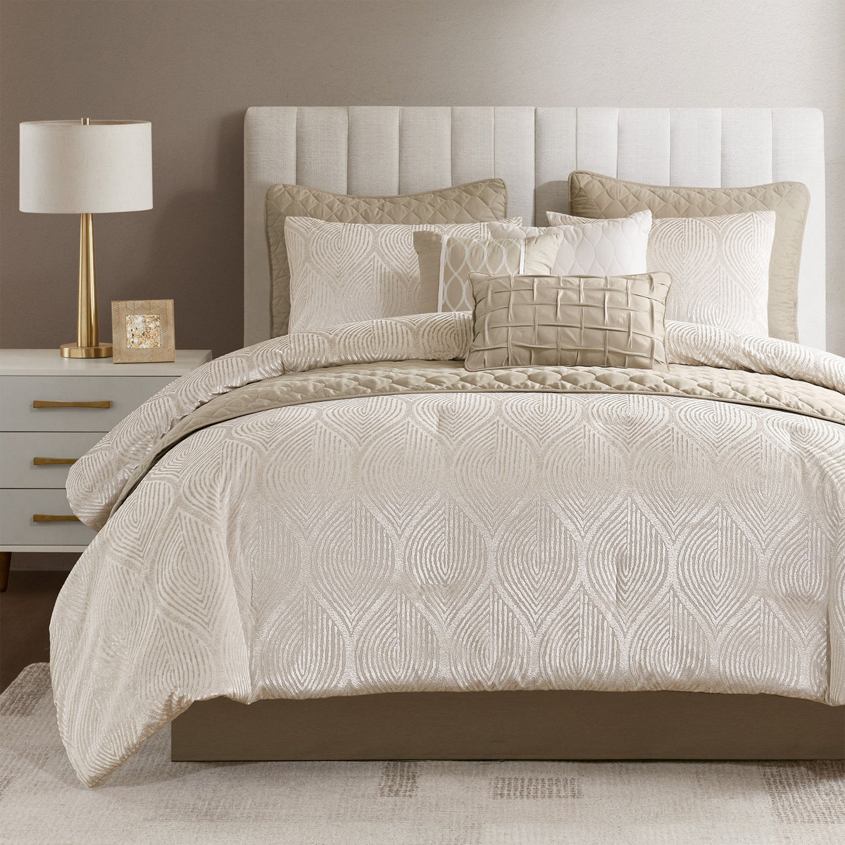 Nocturne - California King Comforter Set - Champagne