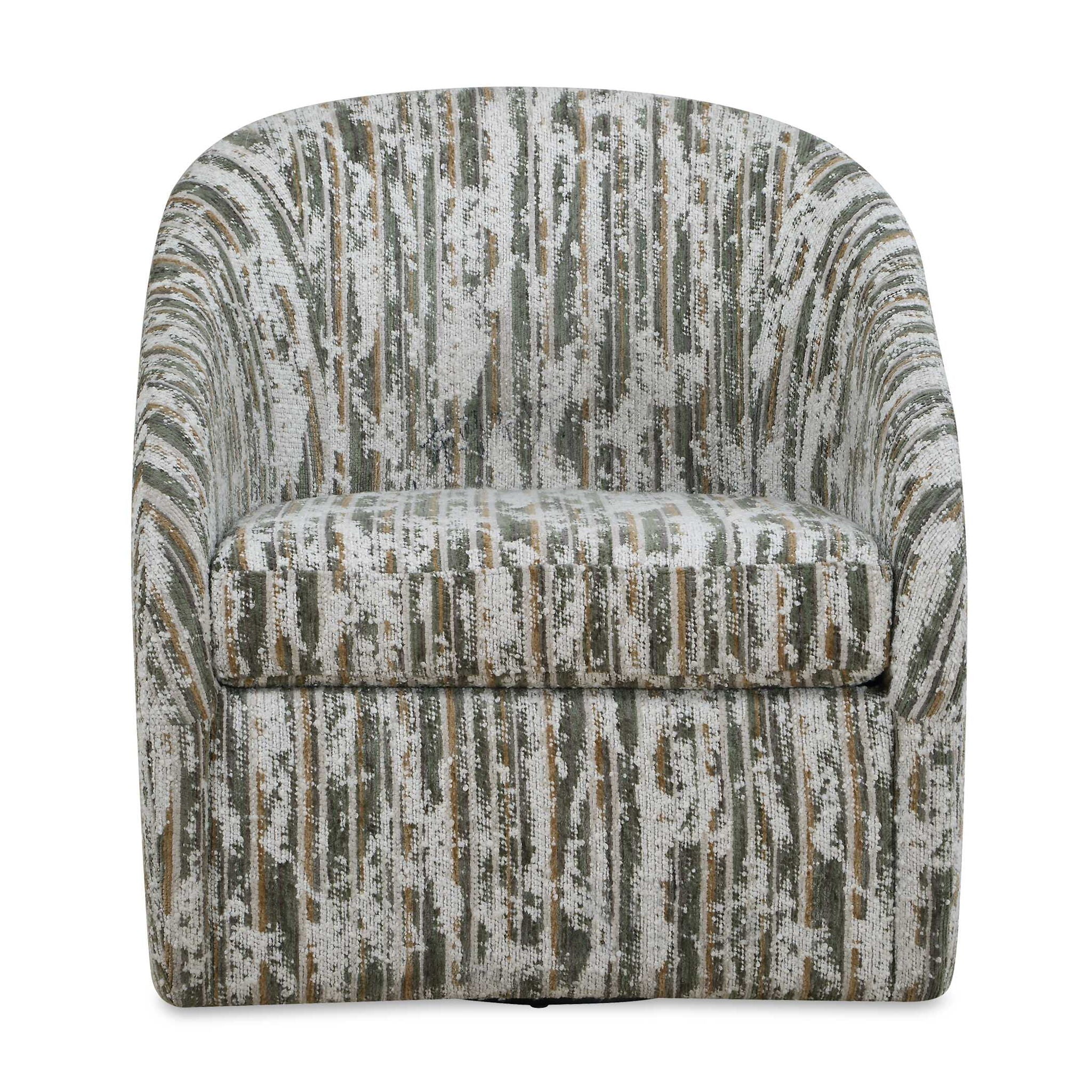Mari - Boucle Swivel Chair - Green / White