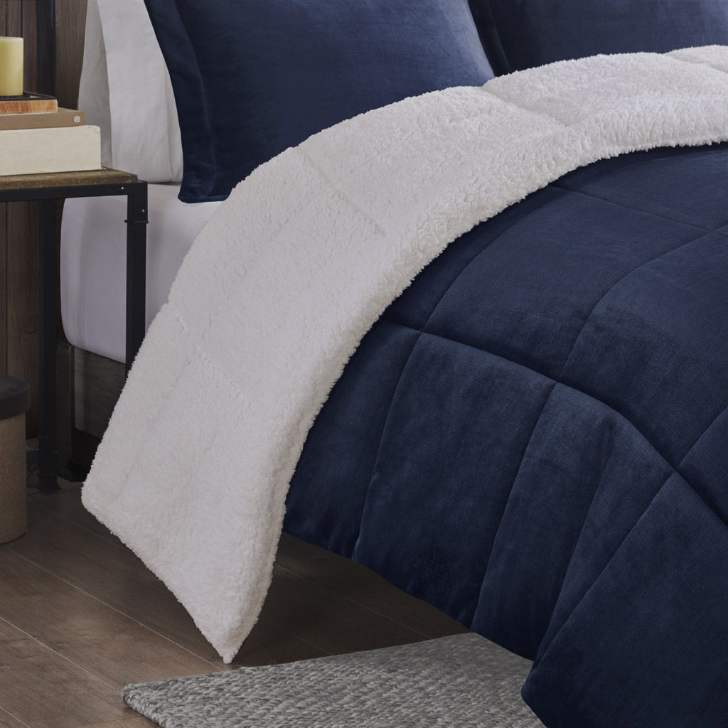 Alton - Down Alternative Comforter Set - Navy / Ivory