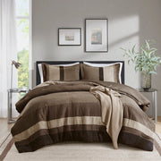 Boulder Stripe - Full/Queen Pieced Comforter Set - Brown