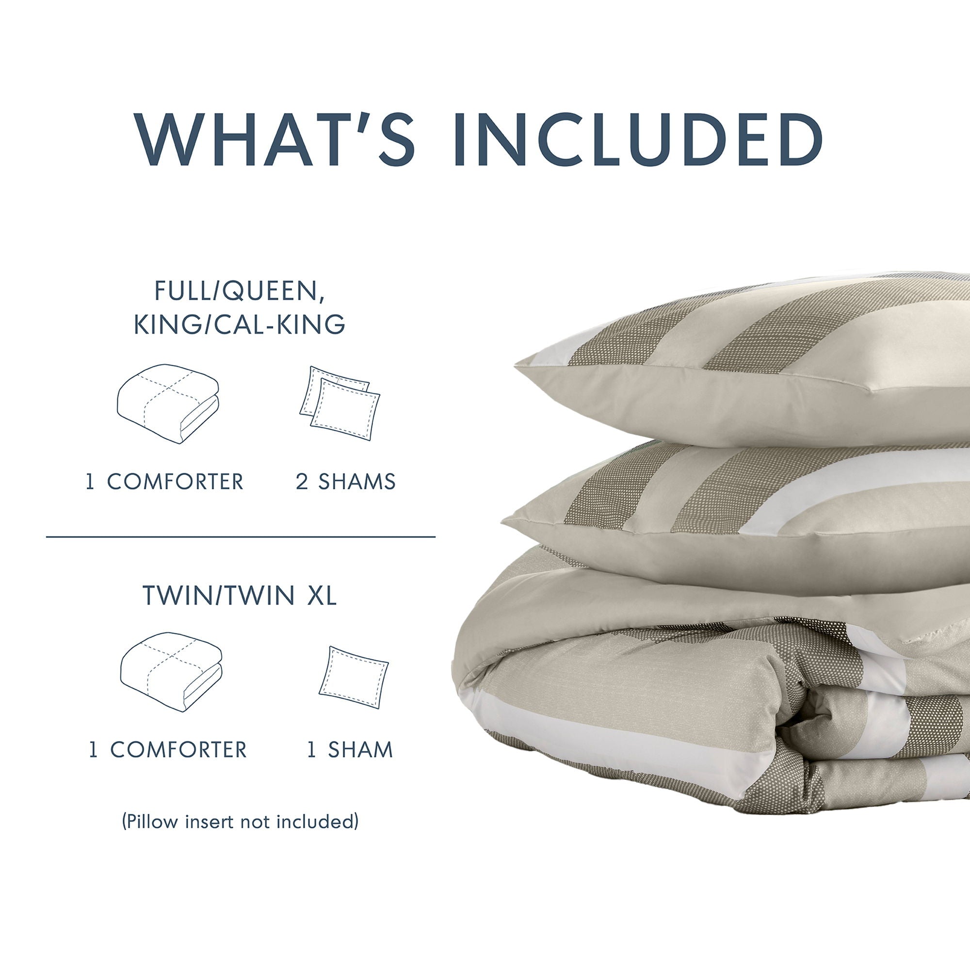 Blais - Stripe Textured Print Comforter Set Twin - Neutral
