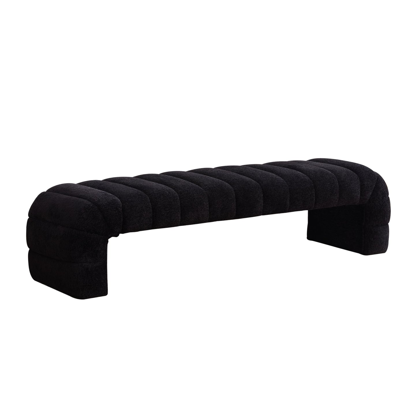 Modern Upholstered Armless Bed Bench With Channel Tufted Design