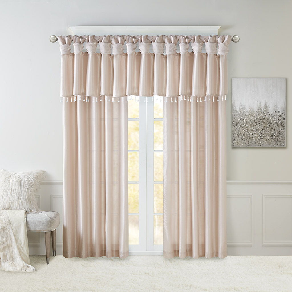 Emilia - Lightweight Valance With Beads - Blush