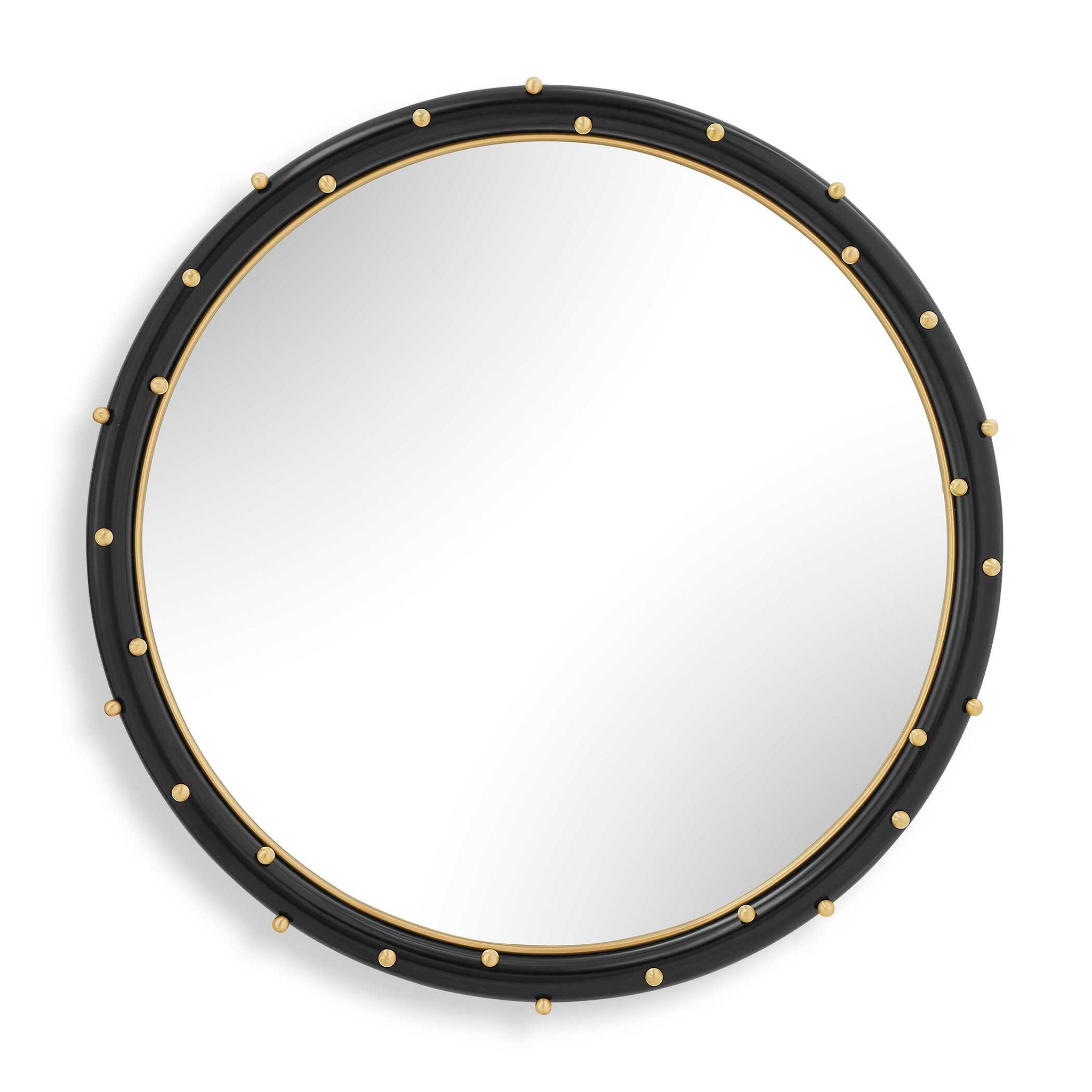 Helia - Round Mirror - Black / Brass