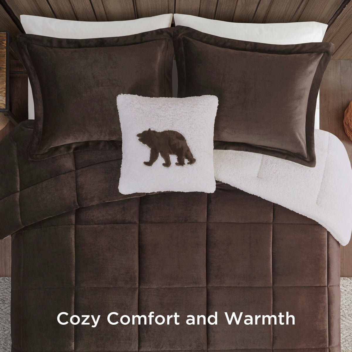 Alton - Down Alternative Comforter Set - Brown / Ivory