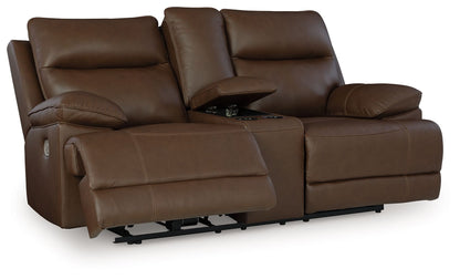 Vonryan - Power Reclining Loveseat With Console / Adj Headrest - Tobacco