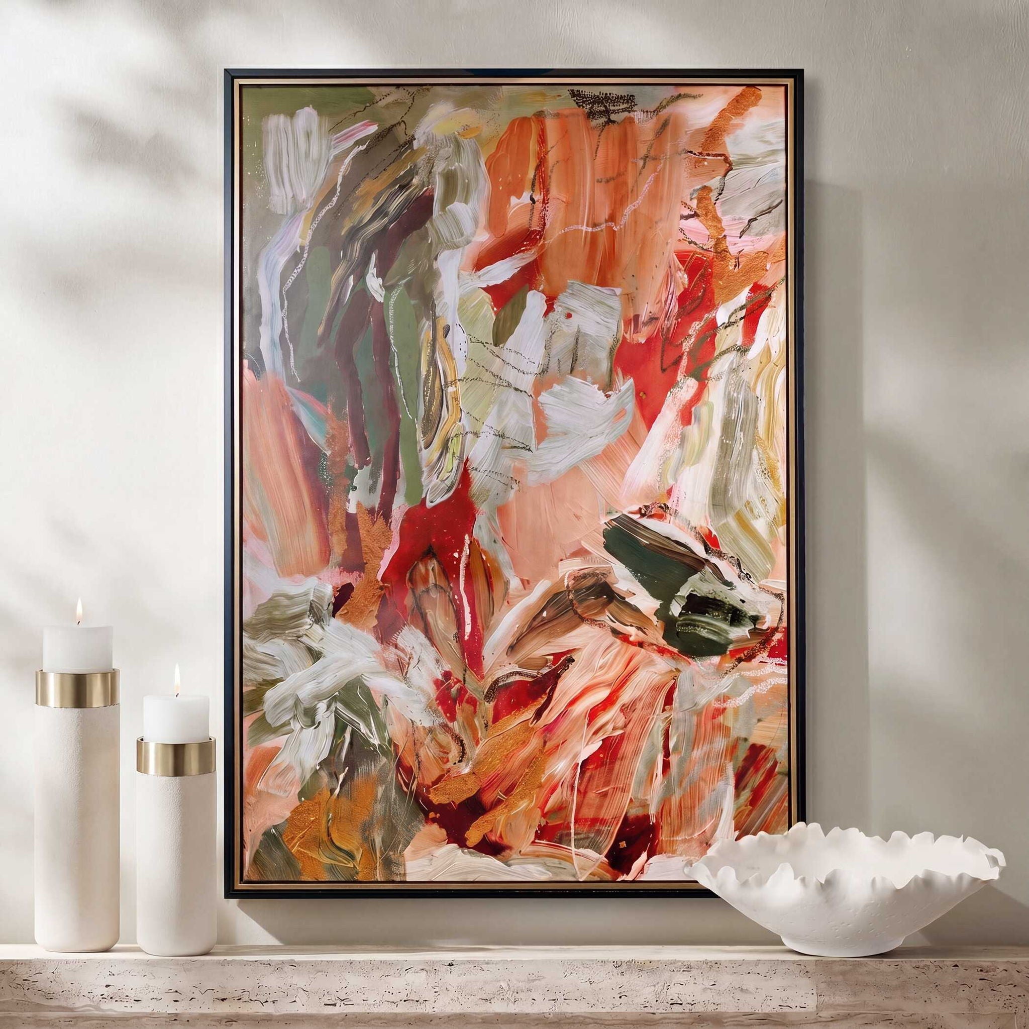 Garden City - Abstract Art - Green / Orange / Pink